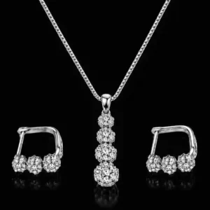 نیم ست نقره فلاور نگینی Silver Crystal Flower Half Set