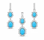 نیم ست نقره فیروزه نگین‌دار Silver Turquoise Crystal Half Set
