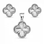 نیم ست نقره ونکلیف تراش‌خورده | Silver Textured Van Cleef Half Set
