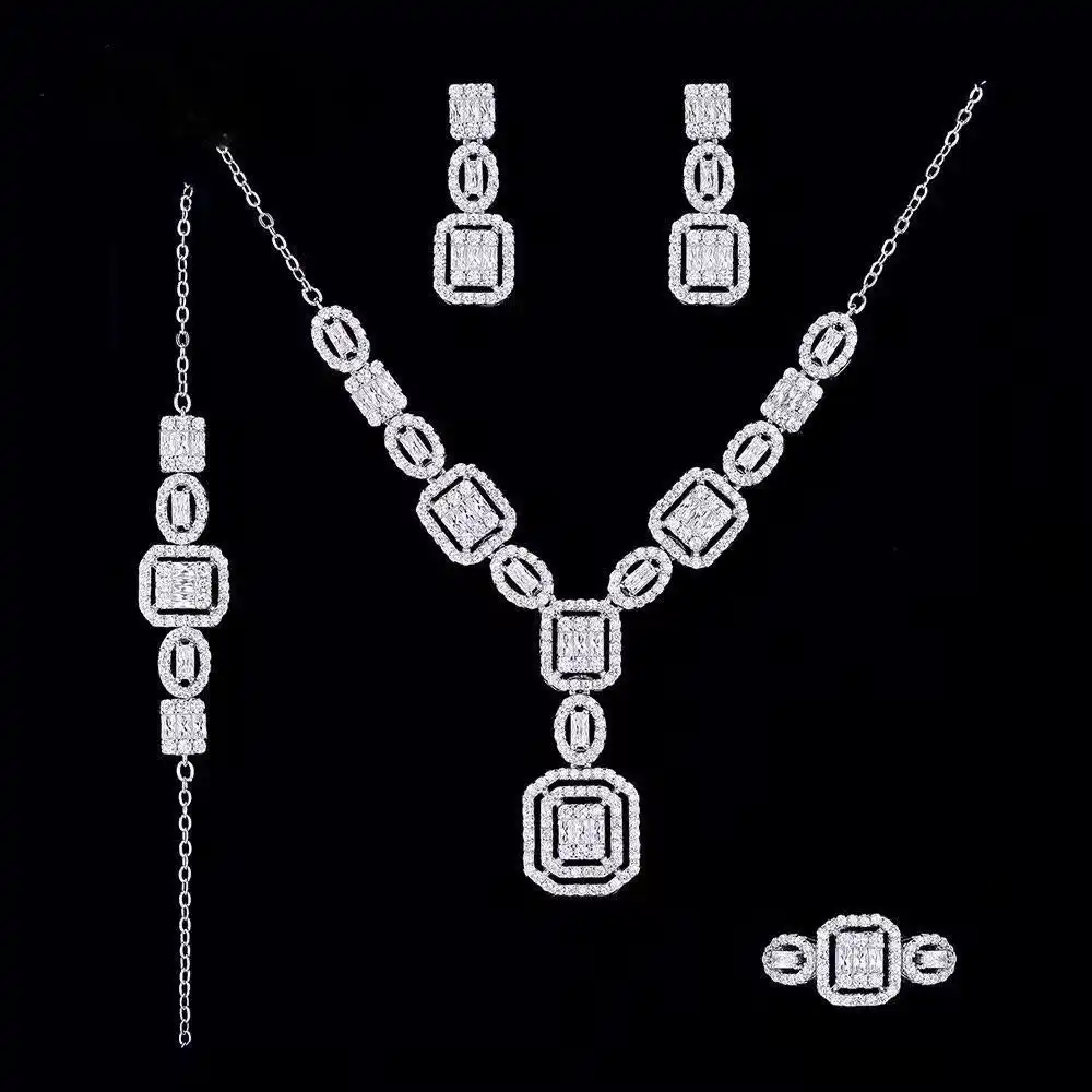 سرویس کامل نقره امرالد بیضی Emerald Oval Silver Set