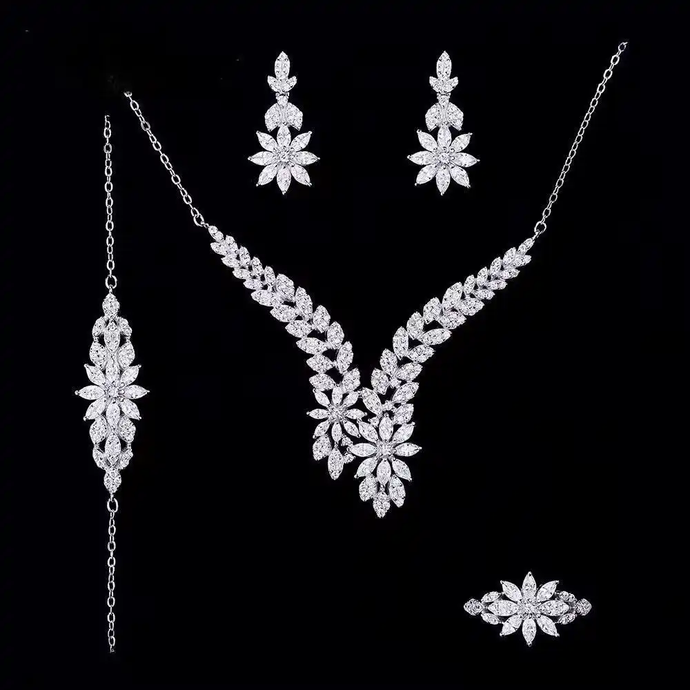 سرویس کامل نقره فلاور مارکیز دوشاخه | Double Floral Marquise Silver Set