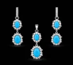نیم ست نقره فیروزه نگین‌دار Silver Turquoise Crystal Half Set