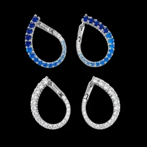 گوشواره نقره تنیسی حلقه‌ای | Tennis Hoop Earrings Silver