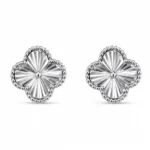 نیم ست نقره ونکلیف تراش‌خورده | Silver Textured Van Cleef Half Set