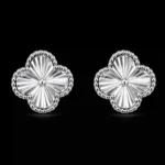 نیم ست نقره ونکلیف تراش‌خورده | Silver Textured Van Cleef Half Set