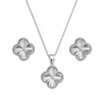 نیم ست نقره ونکلیف تراش‌خورده | Silver Textured Van Cleef Half Set