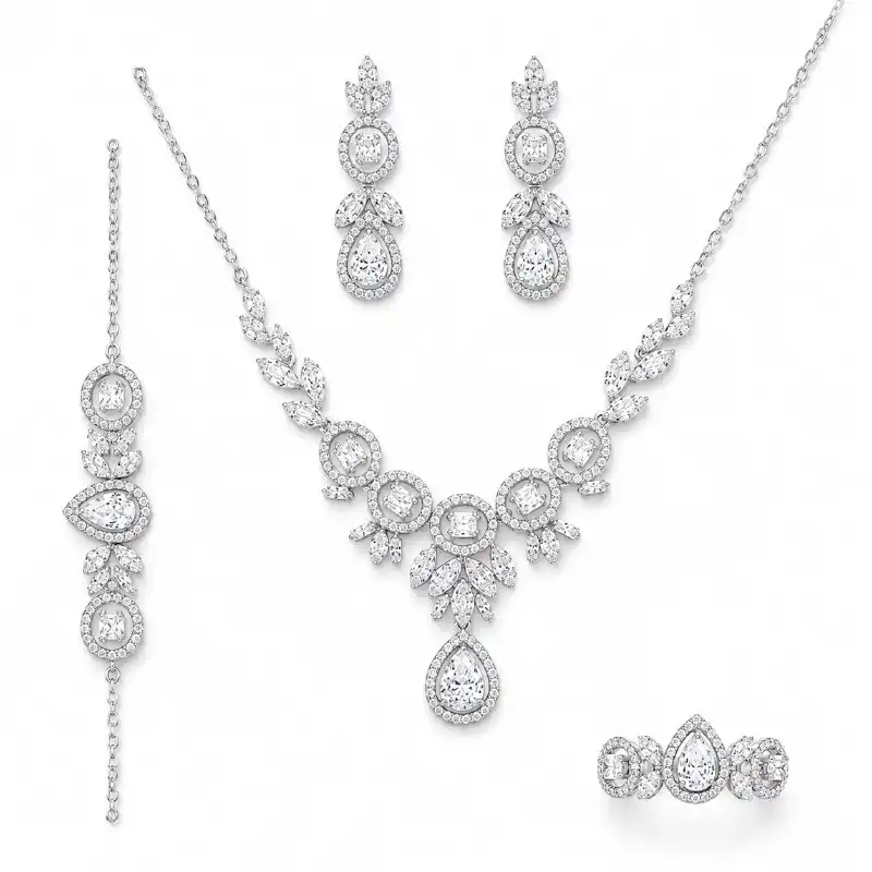 سرویس کامل نقره اشک امرالد Emerald Teardrop Silver Set