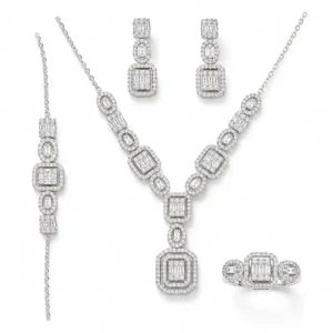 سرویس کامل نقره امرالد بیضی Emerald Oval Silver Set