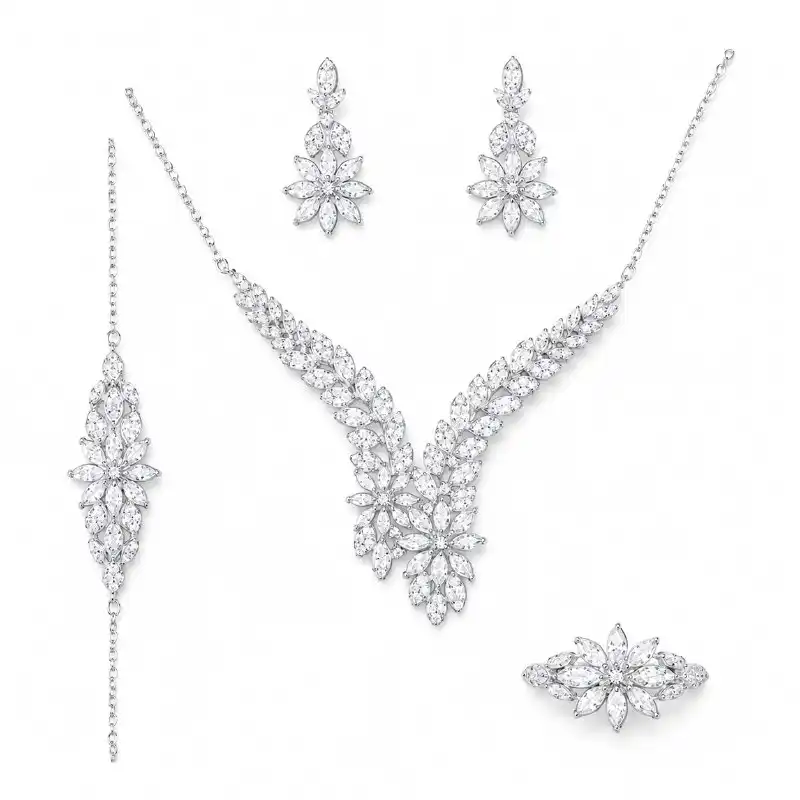 سرویس کامل نقره فلاور مارکیز دوشاخه | Double Floral Marquise Silver Set
