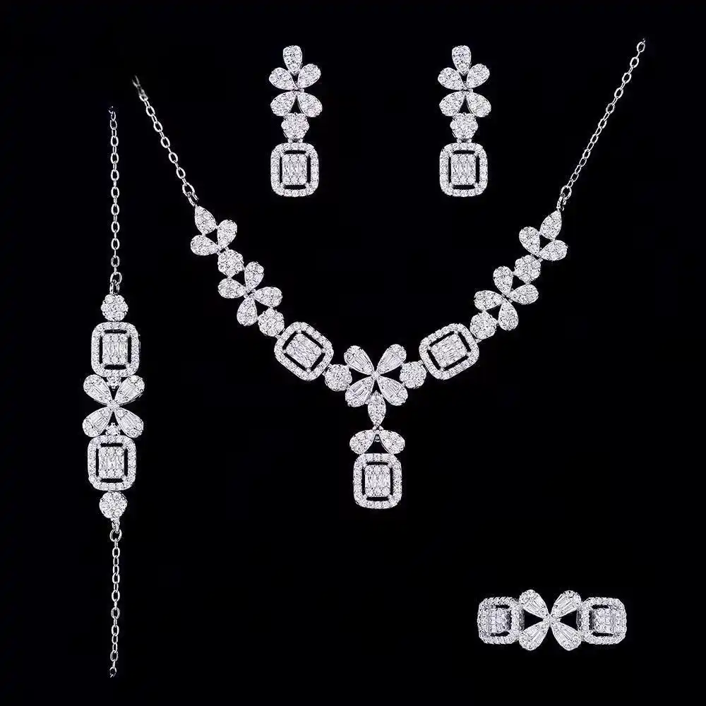 سرویس کامل نقره فلورال امرالد کات Floral Emerald-Cut Silver Set