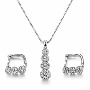 نیم ست نقره فلاور نگینی | Silver Crystal Flower Half Set