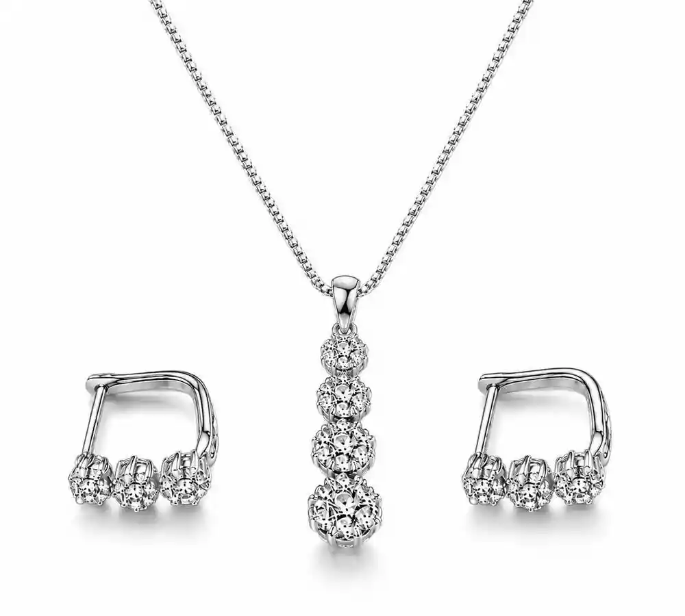 نیم ست نقره فلاور نگینی Silver Crystal Flower Half Set نیم ست نقره فلاور نگینی | Silver Crystal Flower Half Set