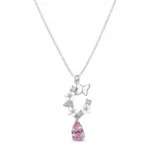 گردنبند نقره C و اشک صورتی Silver C & Pink Teardrop Necklace