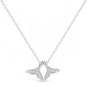 گردنبند نقره دم وال دوتایی نگینی Silver Double Whale Tail Crystal Necklace