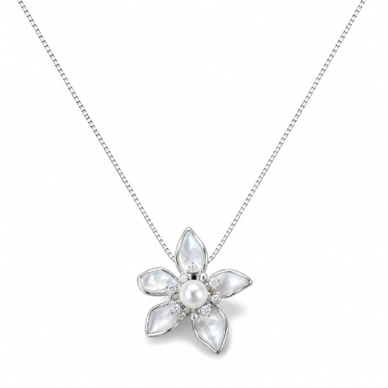 گردنبند نقره فلاور مروارید Silver Pearl Flower Necklace گردنبند نقره فلاور مروارید Silver Pearl Flower Necklace