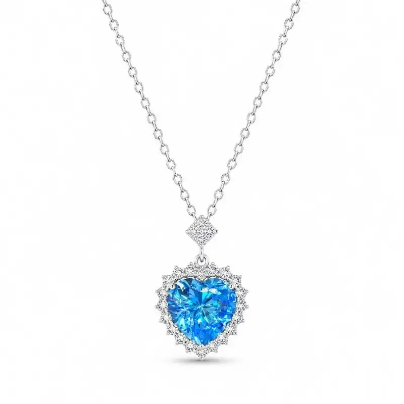 گردنبند نقره قلب آبی Silver Blue Heart Necklace گردنبند نقره قلب آبی Silver Blue Heart Necklace