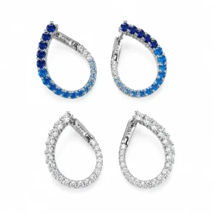 گوشواره نقره تنیسی حلقه‌ای | Tennis Hoop Earrings Silver