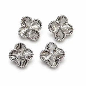 گوشواره نقره ونکلیف تراش‌خورده | Silver Textured Van Cleef Earrings